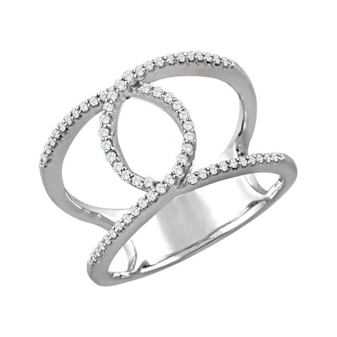 14k Rose Gold 1/5 CTW Diamond Interlocking Loop Ring, Size 7