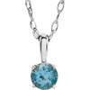 Sterling Silver Imitation Blue Zircon "December" Birthstone 14-inch Necklace for Kids