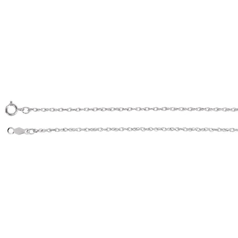 14k White Gold 1.25mm Rope 16" Chain