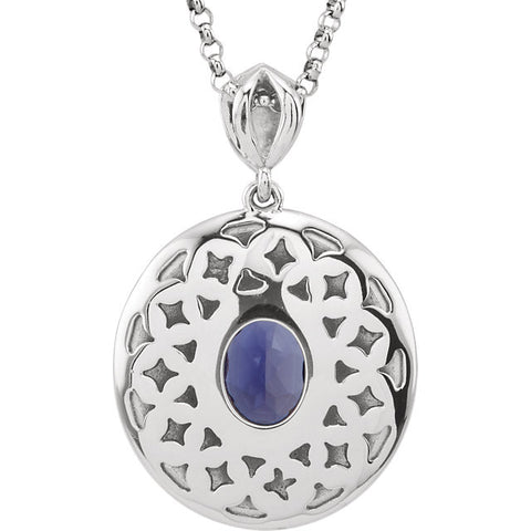 14k White Gold Iolite & 1/8 CTW Diamond 18" Necklace