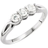 14K White Gold 1/2 CTW Diamond 3-Stone Ring (Size 6)