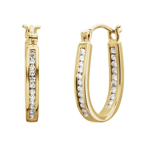 14k Yellow Gold 1/4 CTW Diamond Inside/Outside Hoop Earrings