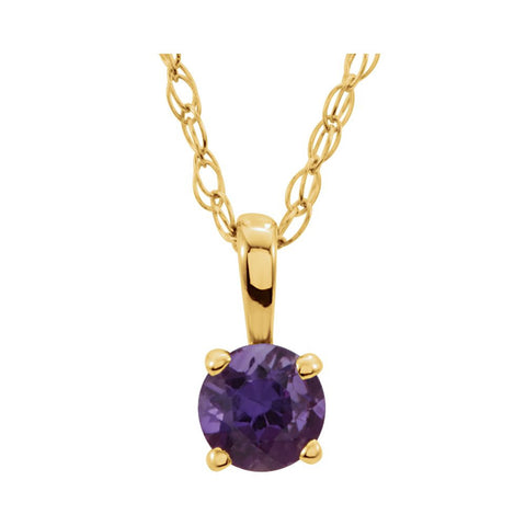 14k Yellow Gold Amethyst 14" Necklace