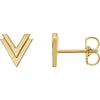 14k Yellow Gold Double "V" Earrings