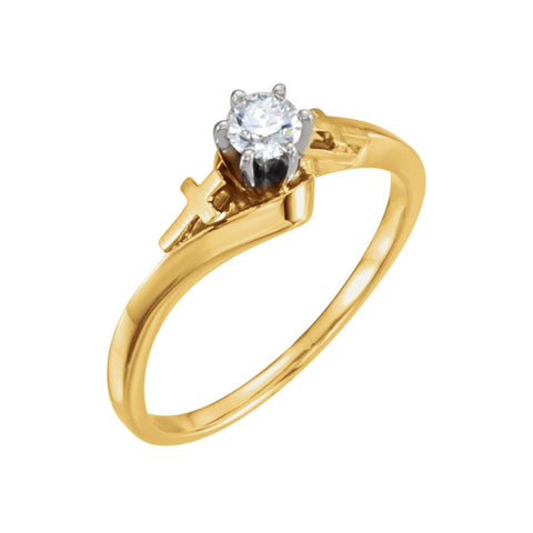 14k Yellow Gold Round Engagement Ring Mounting, Size 6