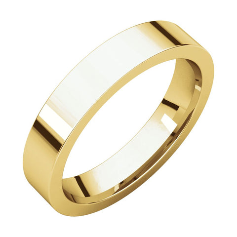 14k Yellow Gold 4mm Flat Comfort Fit Band, Size 7.5