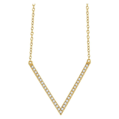 14k Yellow Gold 1/6 CTW Diamond "V" 16-18" Necklace
