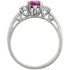 14k White Gold Created Pink Sapphire & .04 CTW Diamond Ring, Size 7