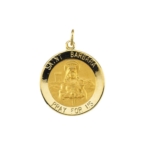 14k Yellow Gold 18mm St. Barbara Medal