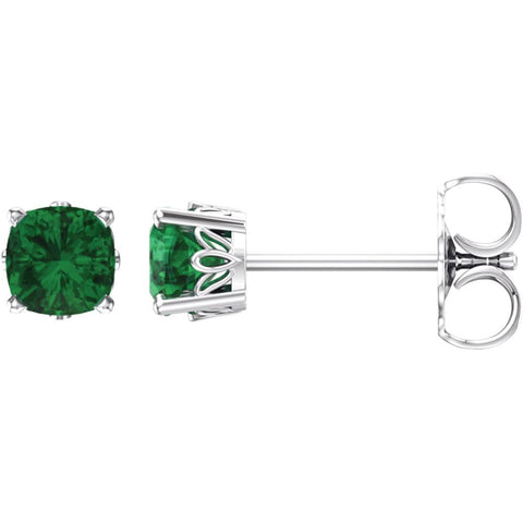 14k White Gold Chatham® Created Emerald Earrings