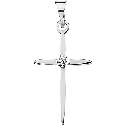 14k White Gold Cross Pendant