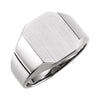 14.00x12.00 mm Men's Signet Ring with Brush Finished Top in 14K White Gold ( Size 10 )