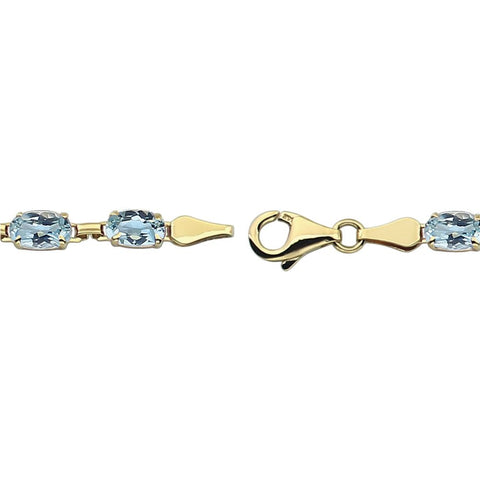 14k Yellow Gold Sky Blue Topaz 7" Bracelet
