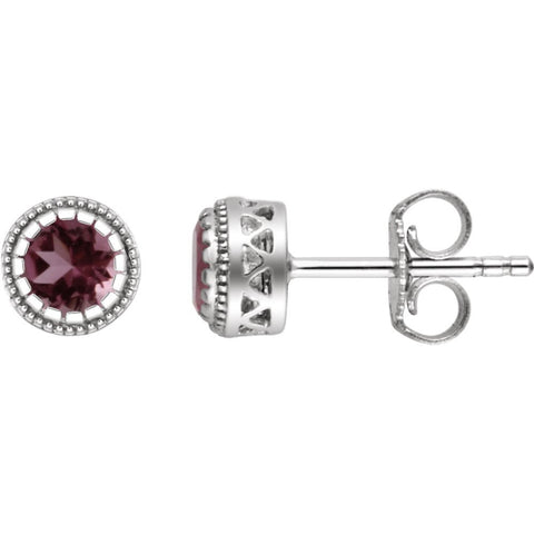 14k White Gold Pink Tourmaline "October" Birthstone Earrings