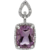 14K White Gold Amethyst & 0.025 CTW Diamond Pendant