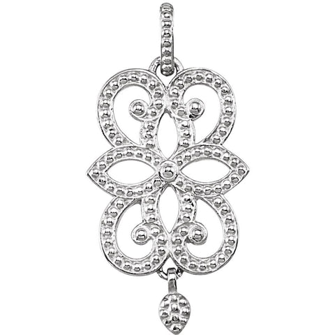 14k White Gold Granulated Scroll Design 18" Necklace