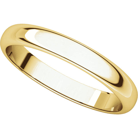 14k Yellow Gold 3mm Half Round Band, Size 12.5