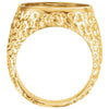 14k Yellow Gold 18mm Gents Nugget Coin Ring, Size 11