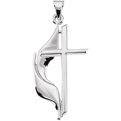 Sterling Silver 30x17.5mm Methodist Cross Pendant