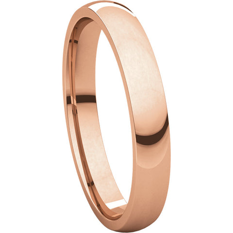 14k Rose Gold 3mm Light Comfort Fit Band, Size 9