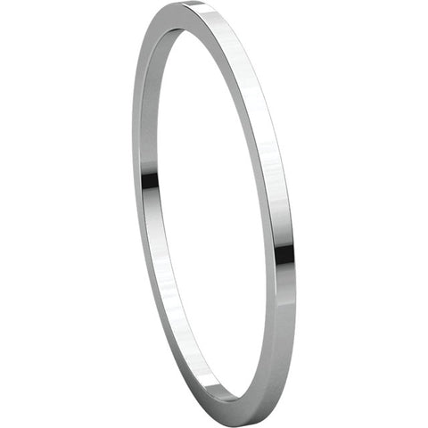 14k White Gold 1mm Flat Band, Size 6