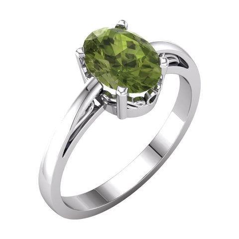 14k White Gold Peridot Ring, Size 7