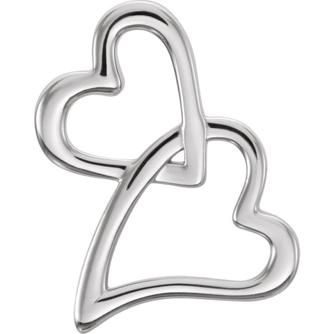 Sterling Silver Double Heart Chain Slide