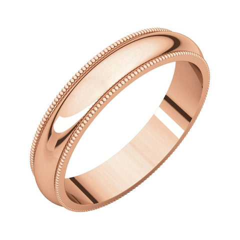 14k Rose Gold 4mm Milgrain Band, Size 7