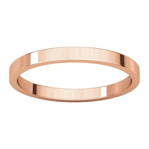 14k Rose Gold 2mm Flat Band, Size 6