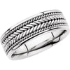 8 mm Handwoven Comfort-Fit Wedding Band Ring in 14k White Gold (Size 10 )