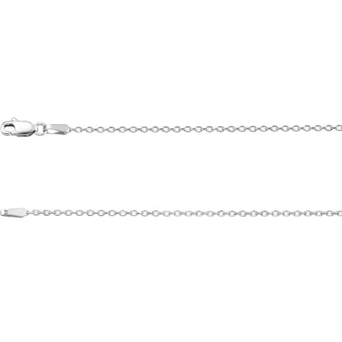 14k White Gold 1.4mm Diamond-Cut Cable 24" Chain