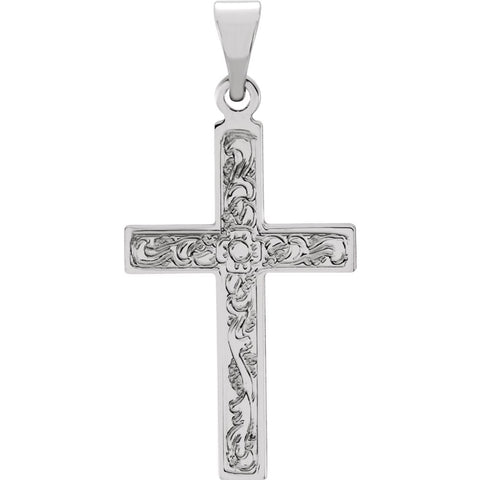 14k White Gold 18x12mm Design Cross Pendant