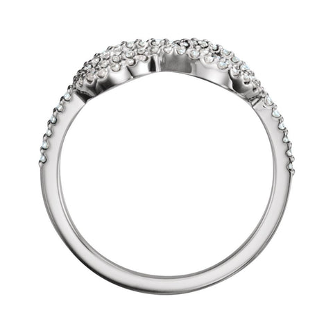 14k White Gold 1/3 CTW Diamond Knot Ring, Size 7