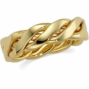 14k Yellow Gold 6.5mm Hand Woven Band Size 11