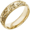 6 mm Hand-Engraved Wedding Band Ring in 14k Yellow Gold (Size 10 )