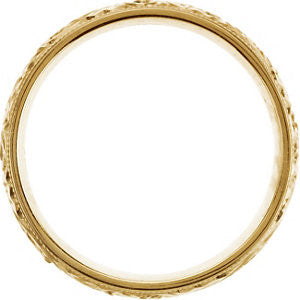 14k Yellow Gold 6mm Hand Engraved Band Size 7
