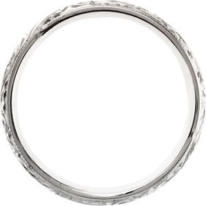 14k White Gold 6mm Hand Engraved Band Size 10