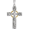 Yellow Gold Plated Silver 0.01 Ct Diamond Cross Pendant