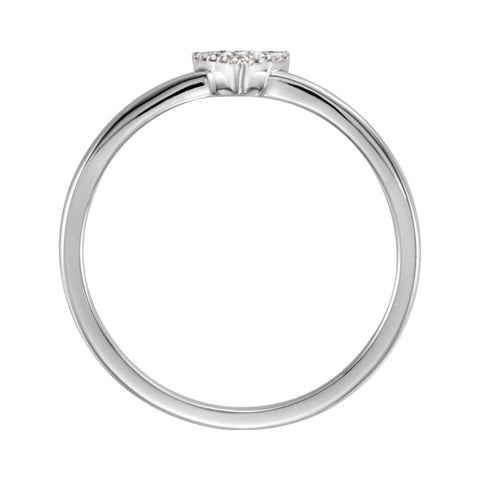 14k White Gold .05 CTW Diamond Triangle Stackable Ring, Size 7