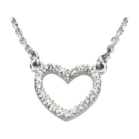 14k White Gold 1/10 CTW Diamond Petite Heart 16" Necklace