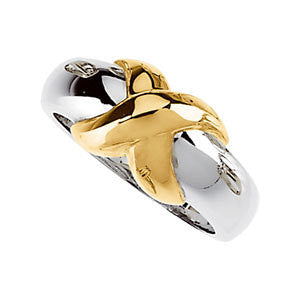14K White & Yellow Gold "X" Ring, Size 6