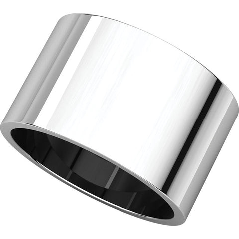 14k White Gold 12mm Flat Band, Size 10.5