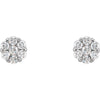 14k White Gold 1/2 CTW Diamond Cluster Earrings