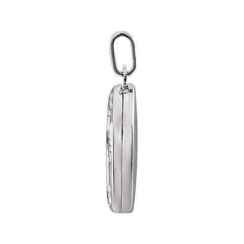 14k White Gold Oval Cross Locket