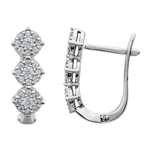 14k White Gold 1/2 CTW Diamond 3-Stone Earrings
