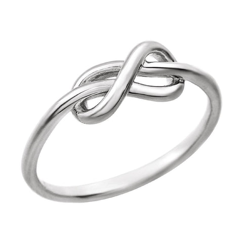 14k White Gold Infinity-Inspired Knot Ring , Size 7