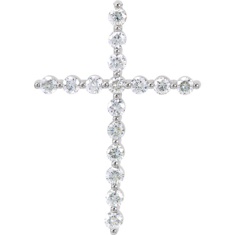 14k White Gold 3/4 CTW Diamond Cross Pendant