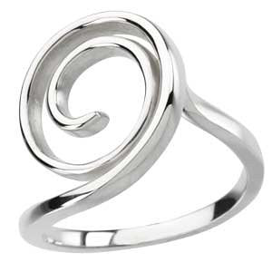 Sterling Silver Scroll Fashion Ring, Size 7
