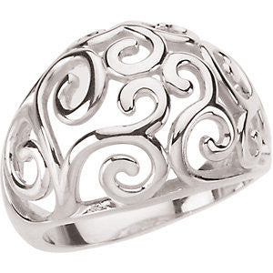 Sterling Silver Metal Fashion Scroll Ring, Size 7