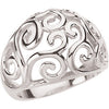 Metal Fashion Scroll Ring in Sterling Silver ( Size 6 )